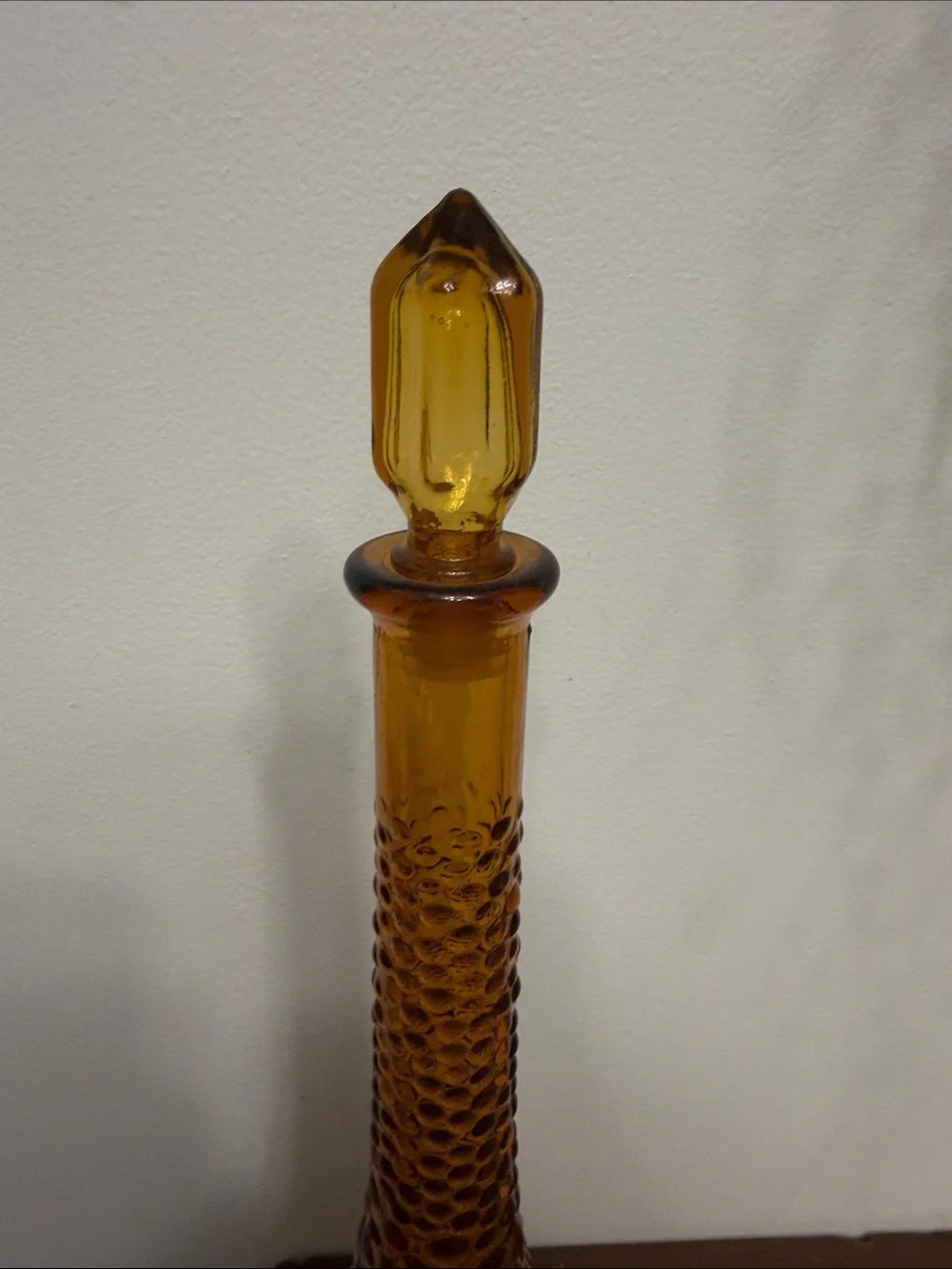 Amber Hobnail Decanter Bottle with Stopper